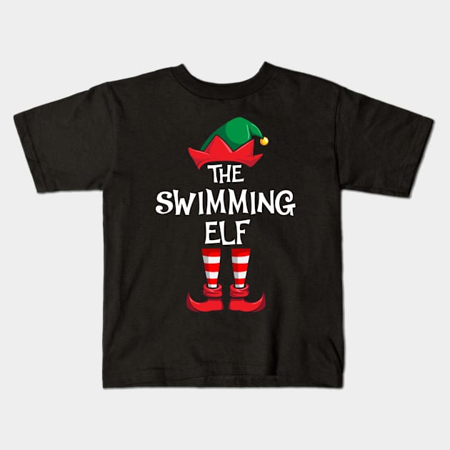Swimming Elf Matching Family Christmas Swimmer Kids T-Shirt by hazlleylyavlda